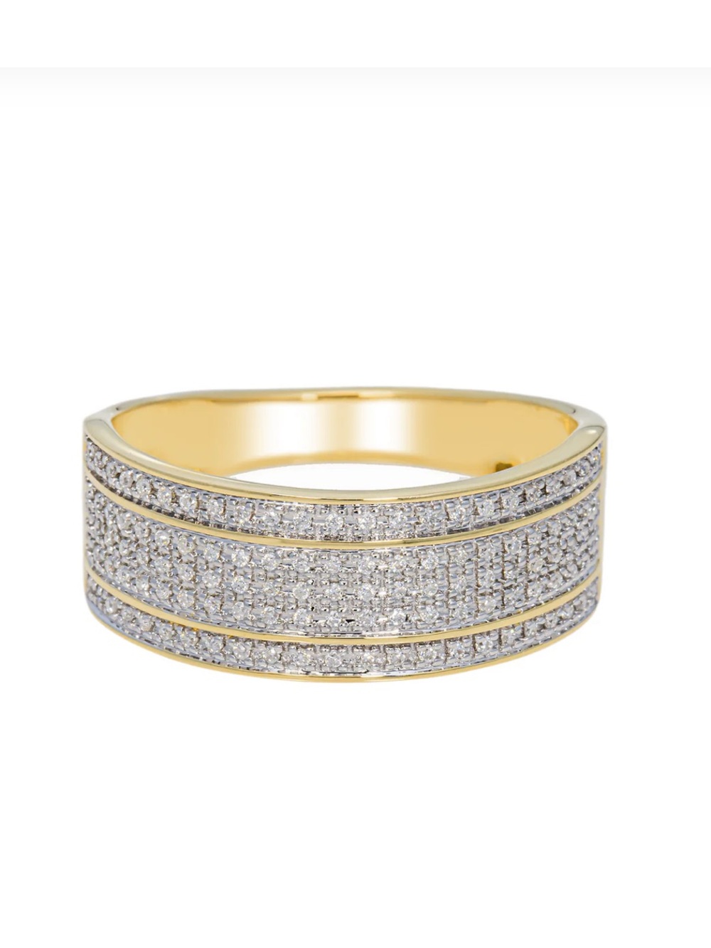 10K Yellow Gold Diamond Pave Band Ring - Yellow